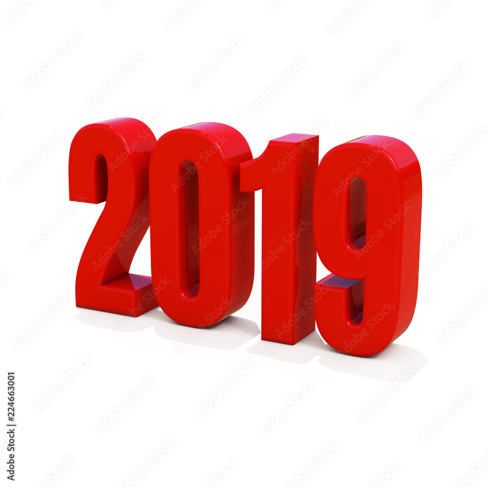 New Year Red 2019 Creative Design Concept 3D Rendered Image New Year Red 2019 Creative Design Concept 3D Rendered Image