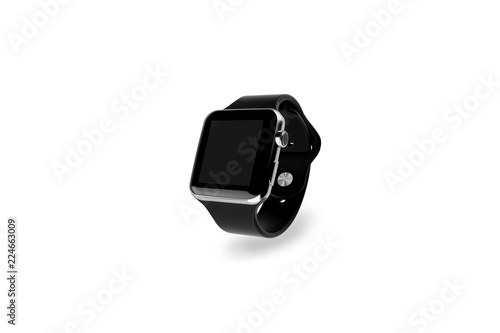 Black smart Watch on white background