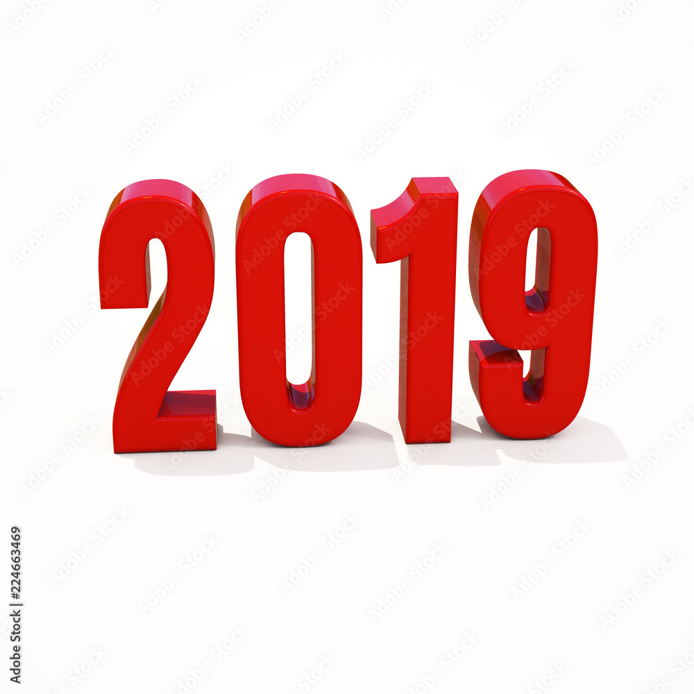 New Year Red 2019 Creative Design Concept 3D Rendered Image New Year Red 2019 Creative Design Concept 3D Rendered Image
