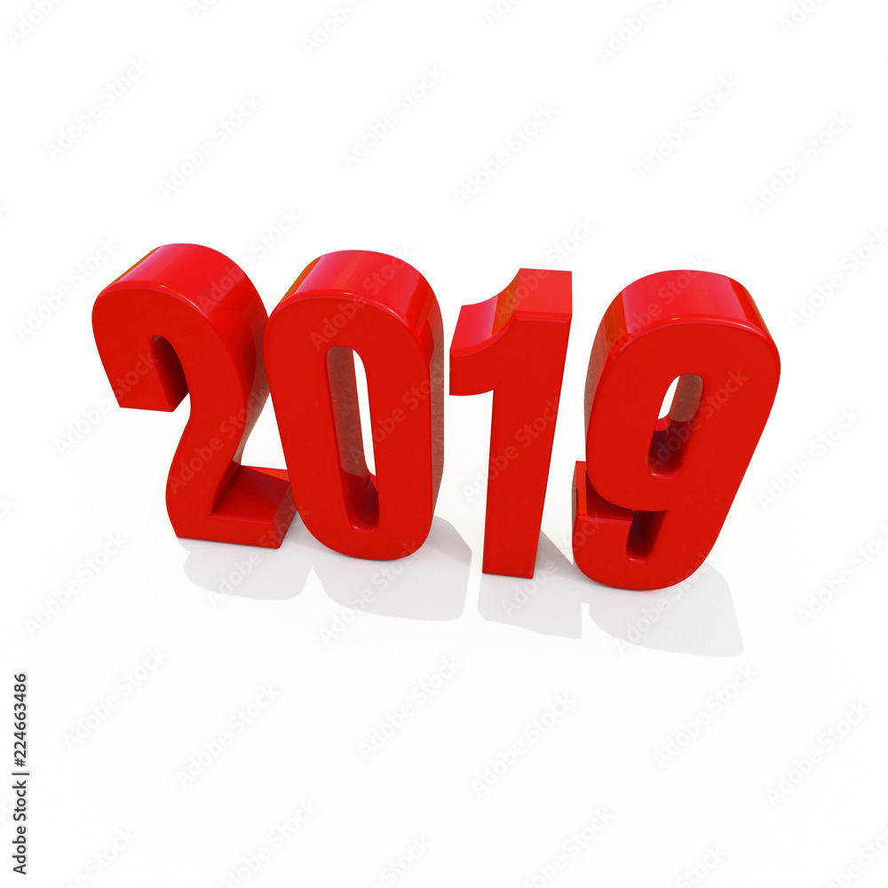 New Year Red 2019 Creative Design Concept 3D Rendered Image New Year Red 2019 Creative Design Concept 3D Rendered Image