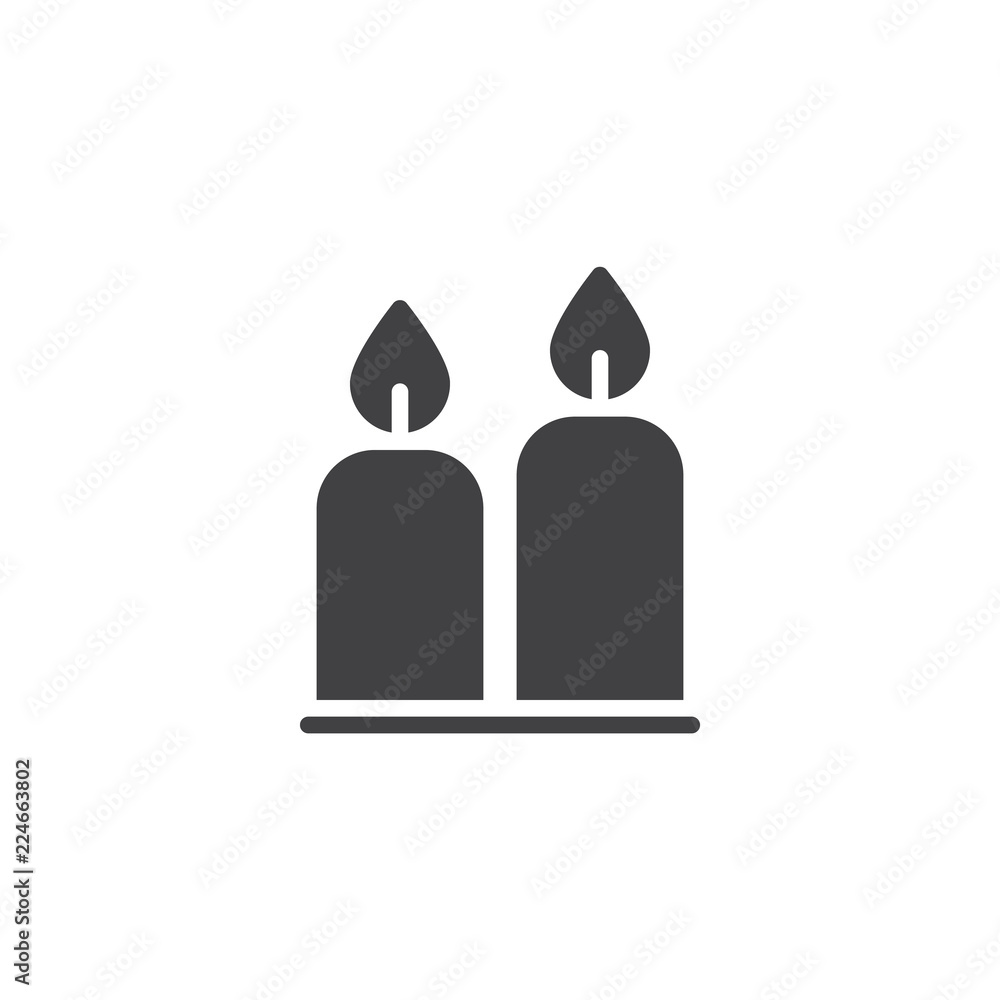 Two Candles vector icon. filled flat sign for mobile concept and web design. Candle light burn simple solid icon. Symbol, logo illustration. Pixel perfect vector graphics Two Candles vector icon. filled flat sign for mobile concept and web design. Candle light burn simple solid icon. Symbol, logo illustration. Pixel perfect vector graphics