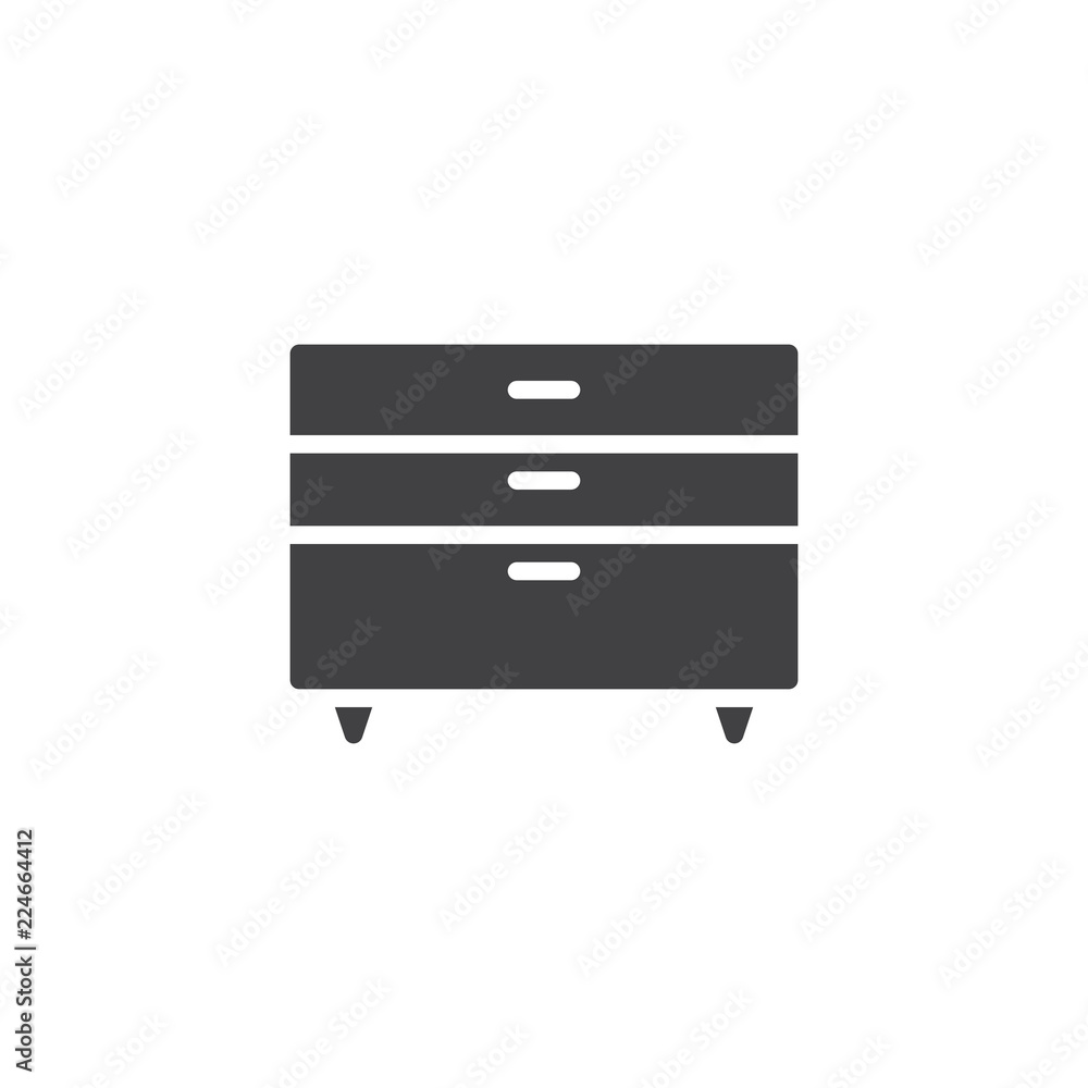 Chest of drawers vector icon. filled flat sign for mobile concept and web design. Nightstand simple solid icon. Symbol, logo illustration. Pixel perfect vector graphics Chest of drawers vector icon. filled flat sign for mobile concept and web design. Nightstand simple solid icon. Symbol, logo illustration. Pixel perfect vector graphics