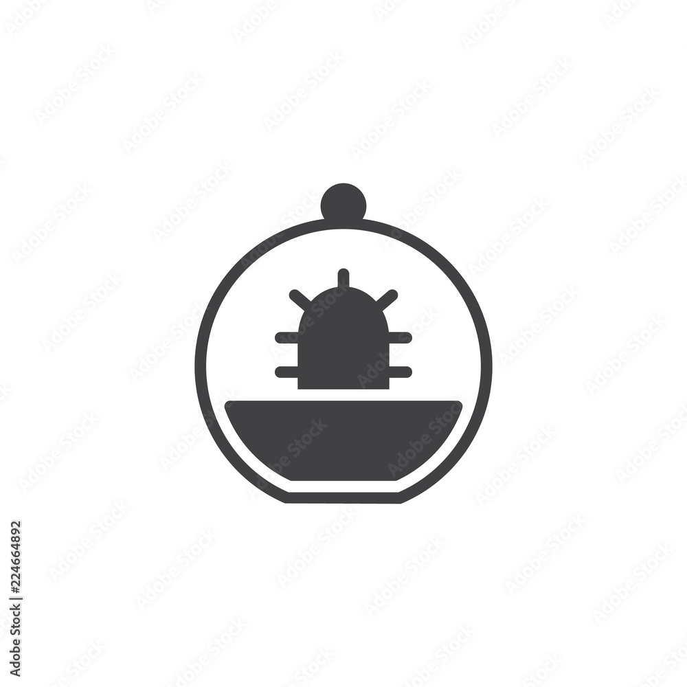 Obraz premium Glass terrarium cactus vector icon. filled flat sign for mobile concept and web design. Decoration simple solid icon. Symbol, logo illustration. Pixel perfect vector graphics