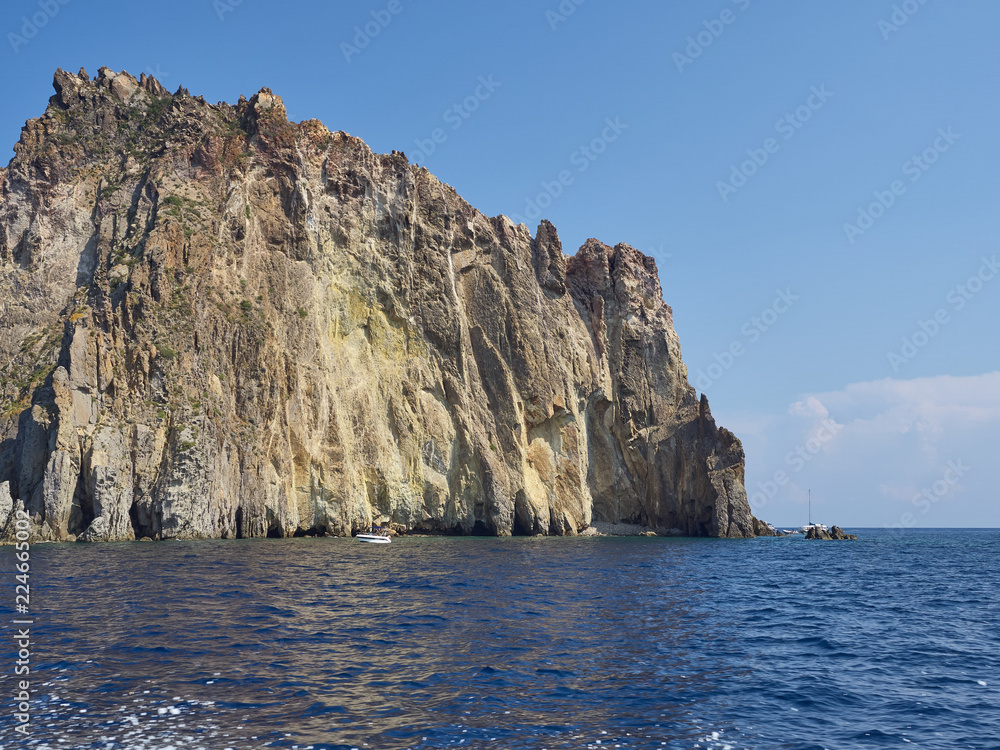 View from boat of the island in the nearbies of Panarea: Lisca Bianca and Basiluzzo