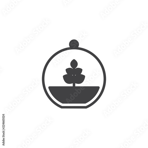 Round terrarium with plant flower vector icon. filled flat sign for mobile concept and web design. Decoration simple solid icon. Symbol, logo illustration. Pixel perfect vector graphics