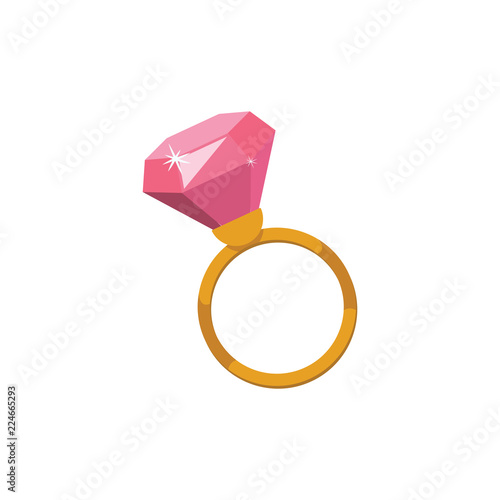 Illustration of a ring with pink diamond