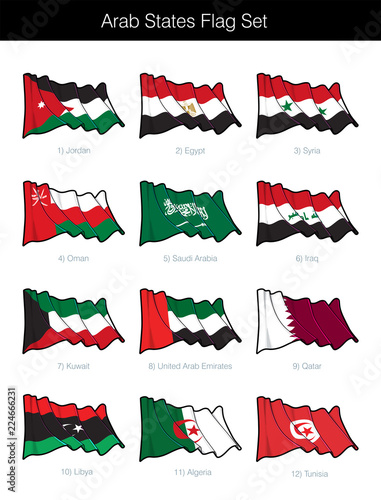 Arab States Waving Flag Set