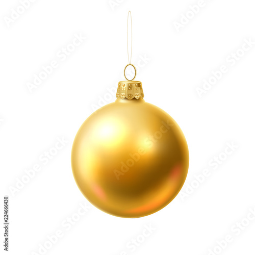 Vector christmas tree ball golden realistic toy