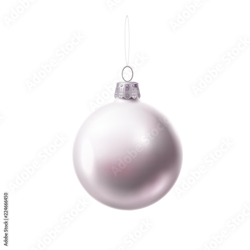 Vector christmas tree ball silver realistic toy