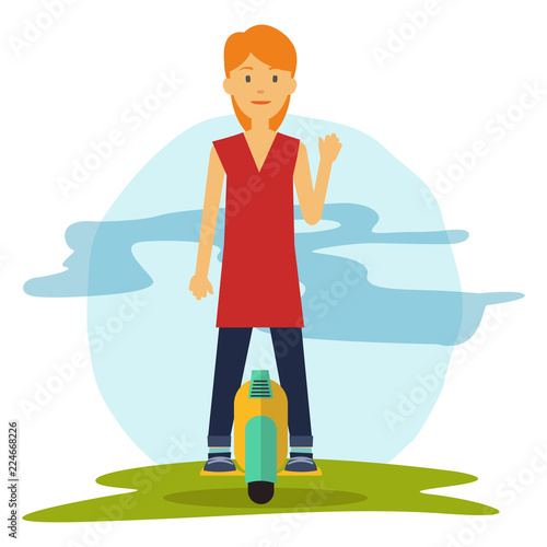 Young female riding a modern hover board