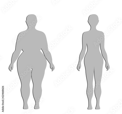 silhouettes of a thick and normal female figure. vector illustration.