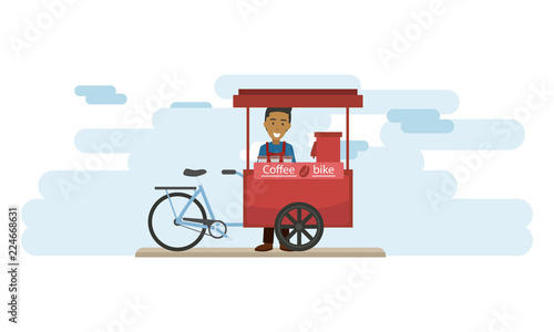 Coffee vendor on the downtown street