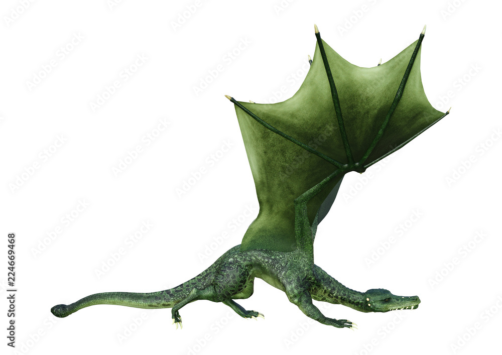 Fototapeta premium 3D Rendering Fairy Tale Dragon na białym tle