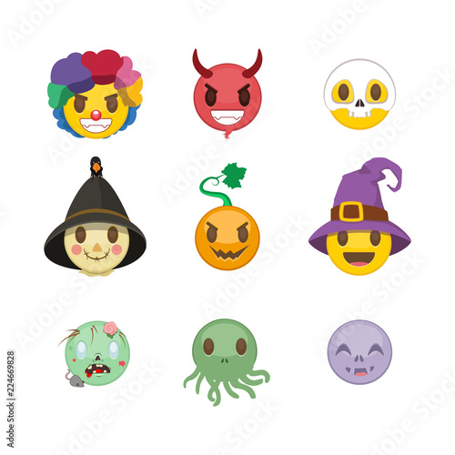 Set of Halloween smileys