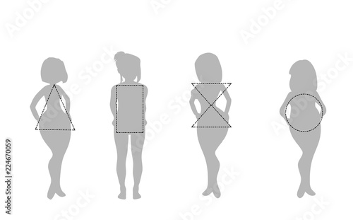 silhouettes of women with different types of figures. vector illustration.