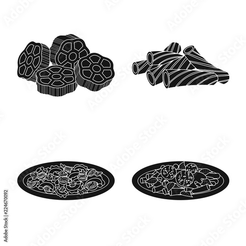 Isolated object of pasta and carbohydrate symbol. Set of pasta and macaroni stock vector illustration.