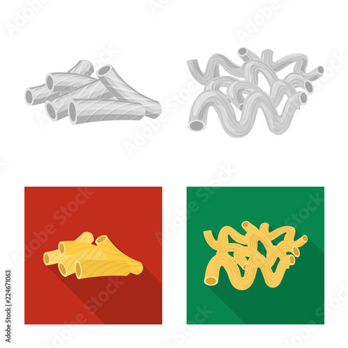 Isolated object of pasta and carbohydrate symbol. Set of pasta and macaroni stock symbol for web.