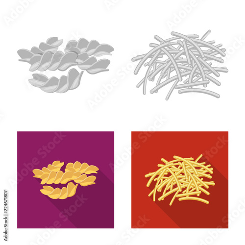 Vector design of pasta and carbohydrate symbol. Collection of pasta and macaroni stock symbol for web.