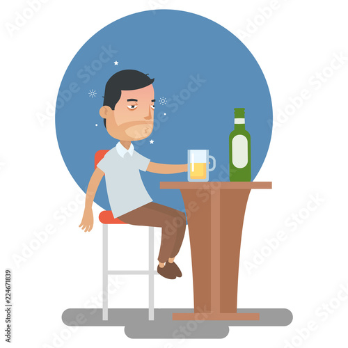 Drunk Man too many Drink Alcohol at the bar