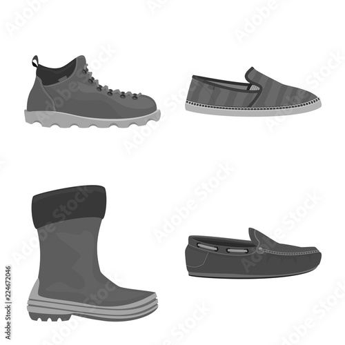 Vector design of man and foot sign. Collection of man and wear vector icon for stock.