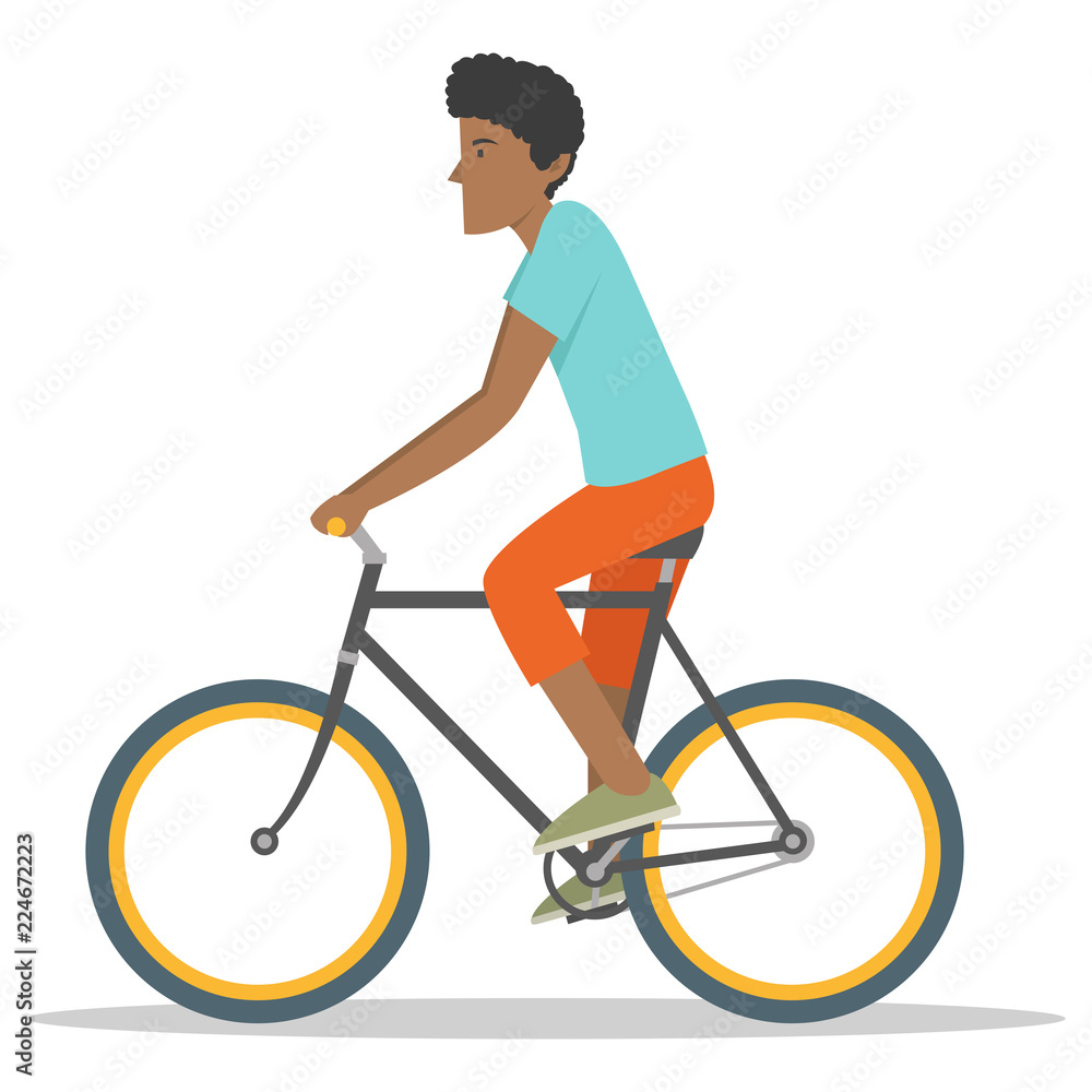 Young African American ride asport bike Young African American ride asport bike