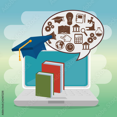 education online set icons