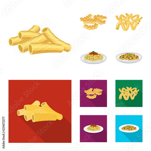 Isolated object of pasta and carbohydrate sign. Collection of pasta and macaroni vector icon for stock.
