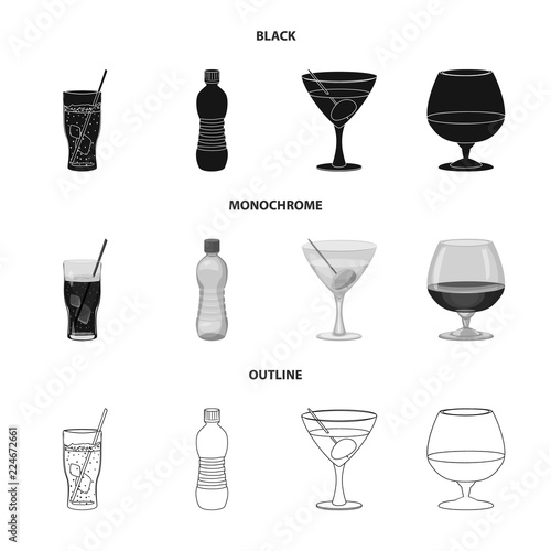 Isolated object of drink and bar icon. Set of drink and party stock symbol for web.