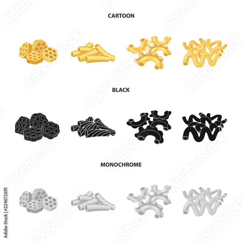 Isolated object of pasta and carbohydrate symbol. Set of pasta and macaroni vector icon for stock.