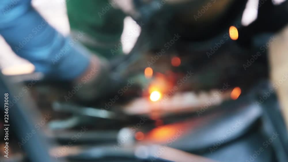 Blurred background of welding repair work. Blurred background of welding repair work.