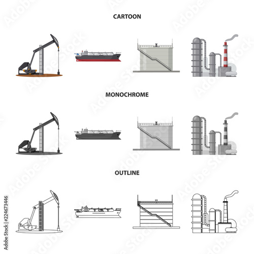 Vector illustration of oil and gas icon. Set of oil and petrol stock symbol for web.