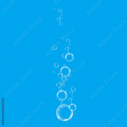 Shiny quality group of bubbles rising from bottom to top. Vector illustration.