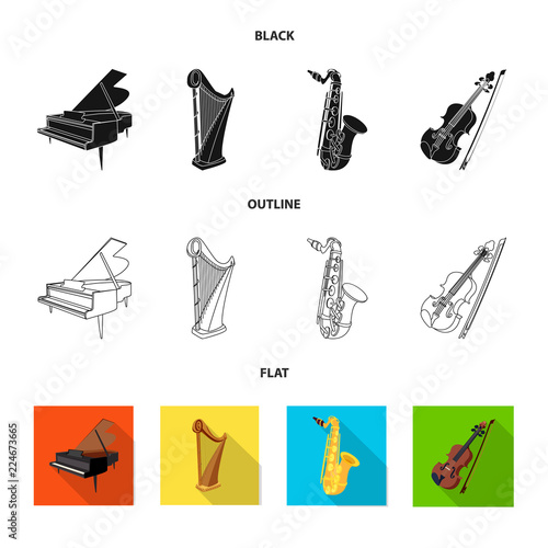 Vector illustration of music and tune icon. Collection of music and tool stock vector illustration.