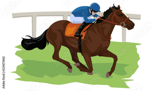 Cartoon of horse with jockey in the horse racing