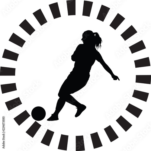 soccer women silhouette. girl player vector