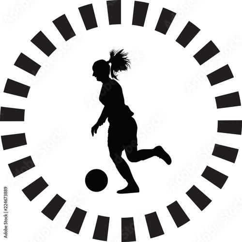 soccer women silhouette. girl player vector