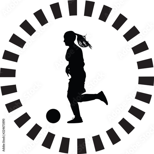 soccer women silhouette. girl player vector