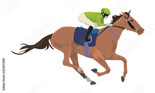 Jockey with horse are doing exercise before horse racing in racetrack