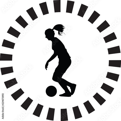 soccer women silhouette. girl player vector