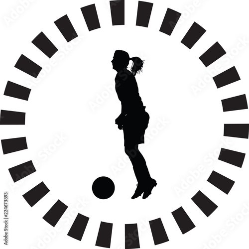 soccer women silhouette. girl player vector