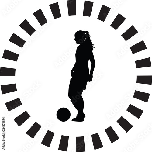 soccer women silhouette. girl player vector