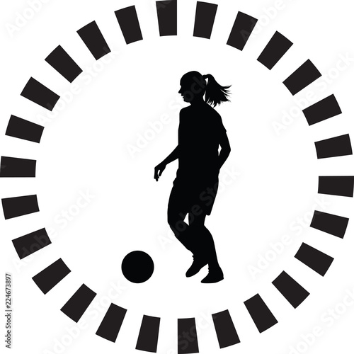 soccer women silhouette. girl player vector