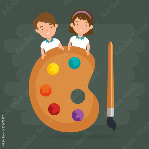 little kids with pallette