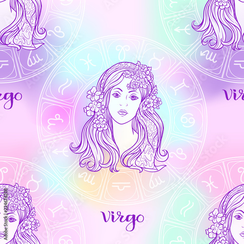 Seamless pattern with zodiac sign