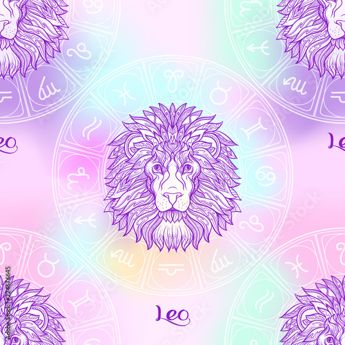 Seamless pattern with zodiac sign