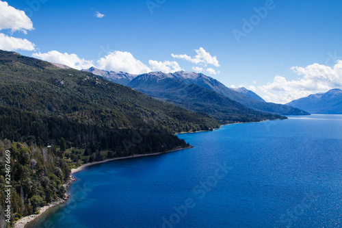 Aerial view of Traful lake in Neuquén province, Patagonia Argentina