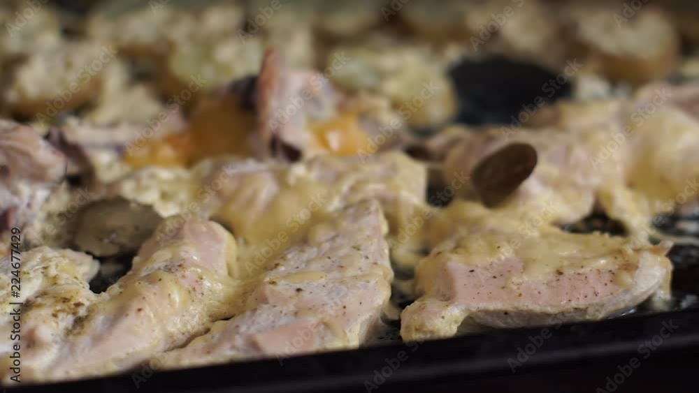 Fried chicken meat with cheese close up Fried chicken meat with cheese close up