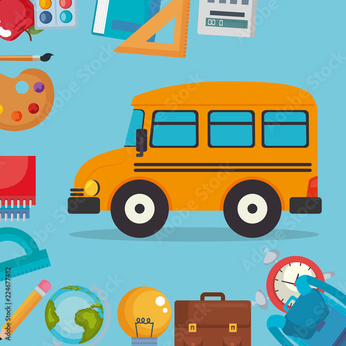 bus with school supplies