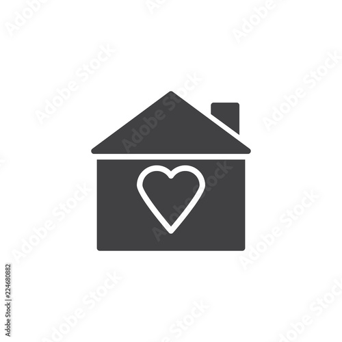 Home with heart vector icon. filled flat sign for mobile concept and web design. House with heart simple solid icon. Symbol, logo illustration. Pixel perfect vector graphics