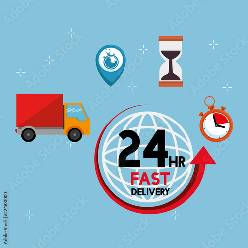 planet with delivery service icons